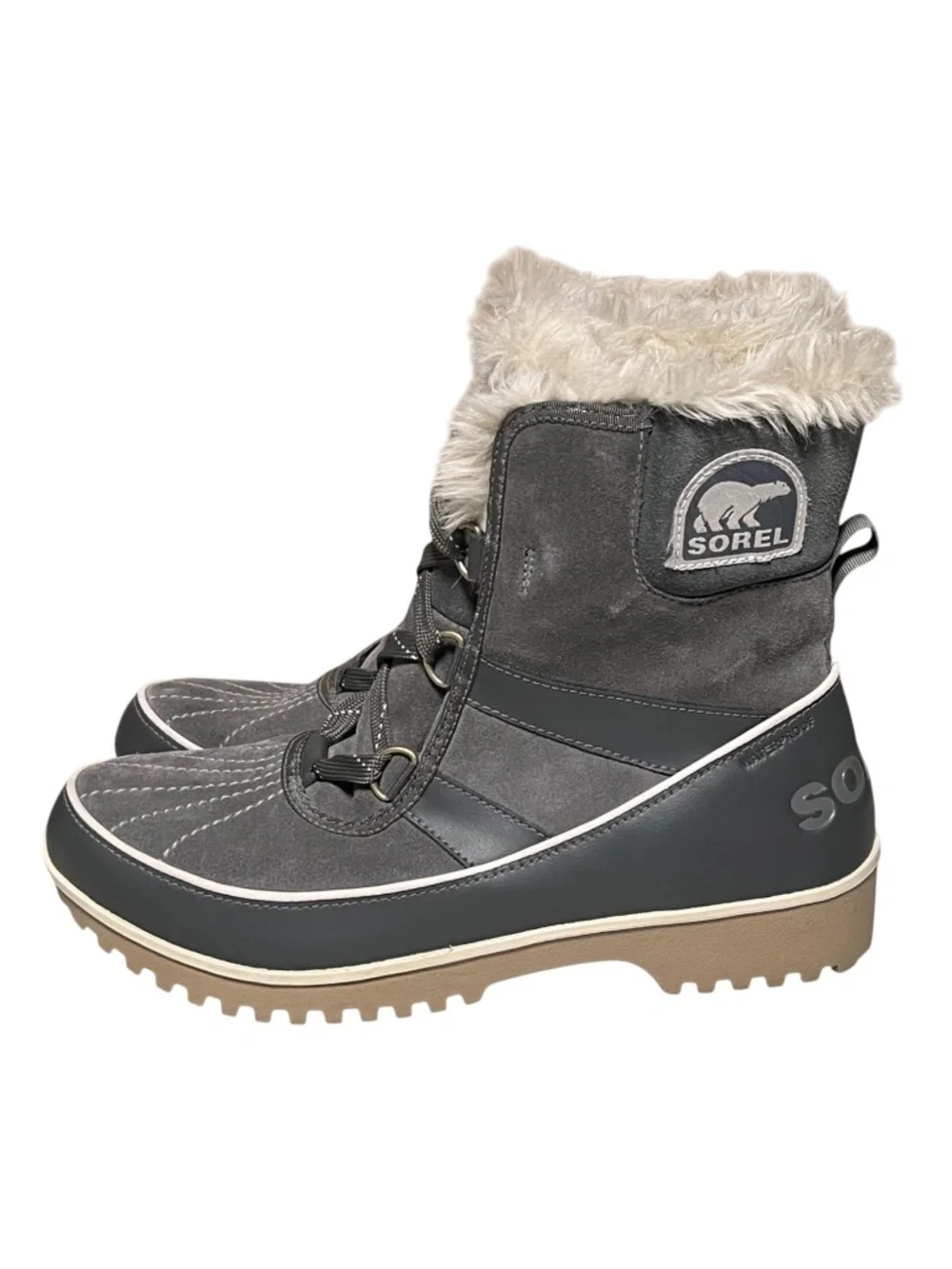 Sorel Tivoli II Waterproof Winter Boots Gray Faux Fur Womens 11